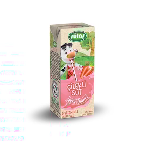 Sütaş Çiftliği’nden evinize taptaze! Soğuk zinciri koruyarak, ekiplerimizle getiriyoruz. Sütaş Şeker İlavesiz Çilekli Süt 180 ml hemen satın al, Süt Puan topla!