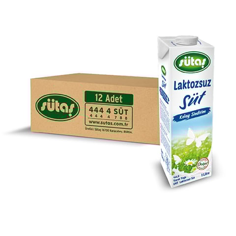 Sütaş Çiftliği’nden evinize taptaze! Soğuk zinciri koruyarak, ekiplerimizle getiriyoruz. Sütaş Laktozsuz Süt 1 L (12 adet) hemen satın al, Süt Puan topla!