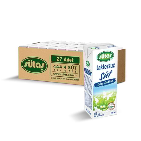 Sütaş Çiftliği’nden evinize taptaze! Soğuk zinciri koruyarak, ekiplerimizle getiriyoruz. Sütaş Laktozsuz Süt 200 ml (27 adet) hemen satın al, Süt Puan topla!