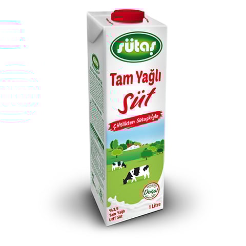 Sütaş Çiftliği’nden evinize taptaze! Soğuk zinciri koruyarak, ekiplerimizle getiriyoruz. Tam Yağlı Süt 1L hemen satın al, Süt Puan topla!