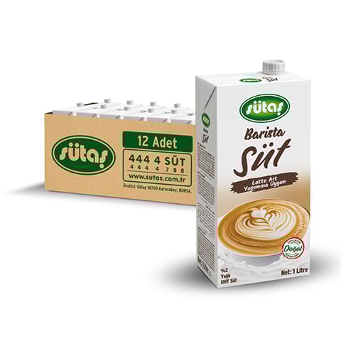 Sütaş Çiftliği’nden evinize taptaze! Soğuk zinciri koruyarak, ekiplerimizle getiriyoruz. Sütaş Barista Süt (12 adet) 1 L hemen satın al, Süt Puan topla!