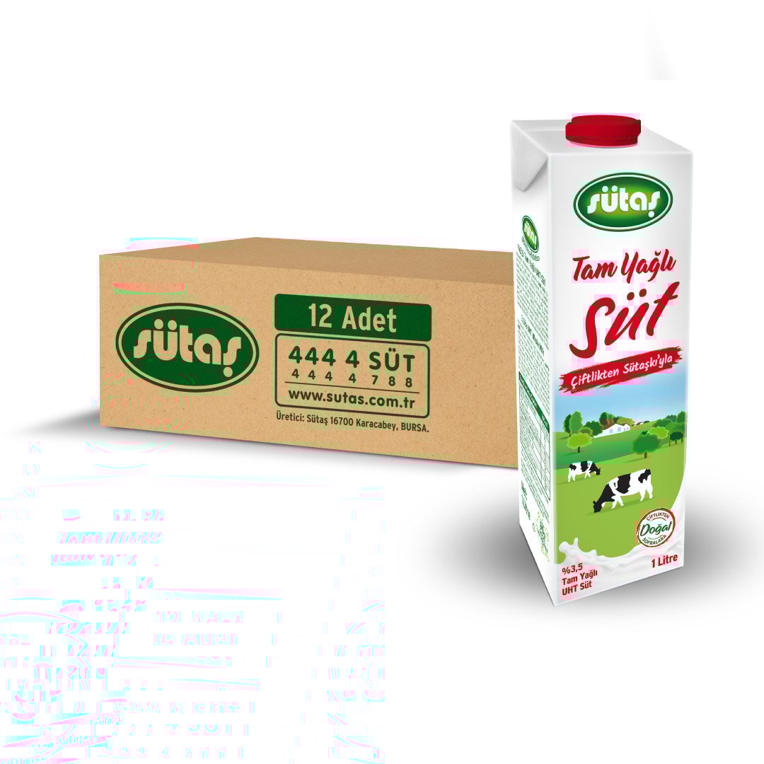 Sütaş Çiftliği’nden evinize taptaze! Soğuk zinciri koruyarak, ekiplerimizle getiriyoruz. Sütaş Tam Yağlı Süt 1 L (12 adet) hemen satın al, Süt Puan topla!